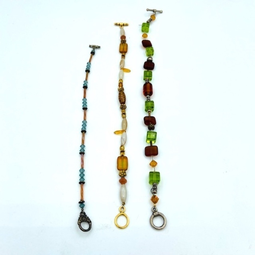 Lot of 3 Vintage Colorful Handmade Beaded Bracelets
